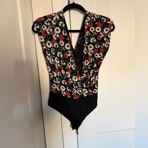 Zara Black Floral Print Bodysuit